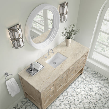 James Martin Vanities Breckenridge 60" Whitewashed Oak Single Vanity With 3cm Tajnar Eclos Top