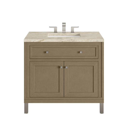 James Martin Vanities Chicago 36" Walnut Whisper Single Vanity With 3 CM Tajnar Eclos Top