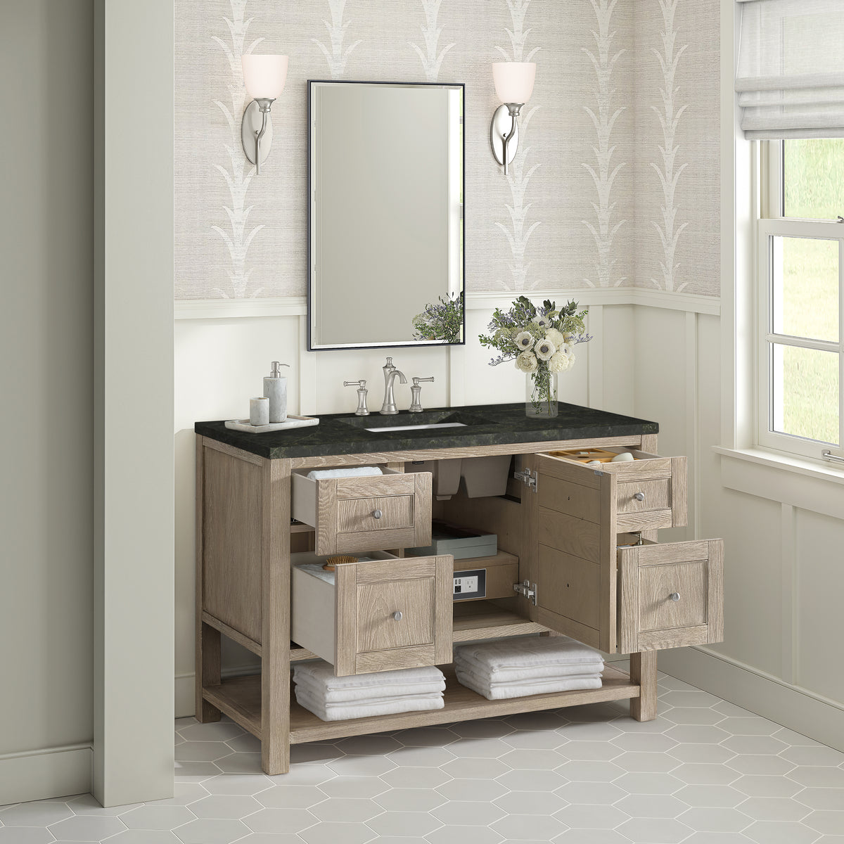 James Martin Vanities Breckenridge 48" Whitewashed Oak Single Vanity With 3cm Phantome Eclos Top