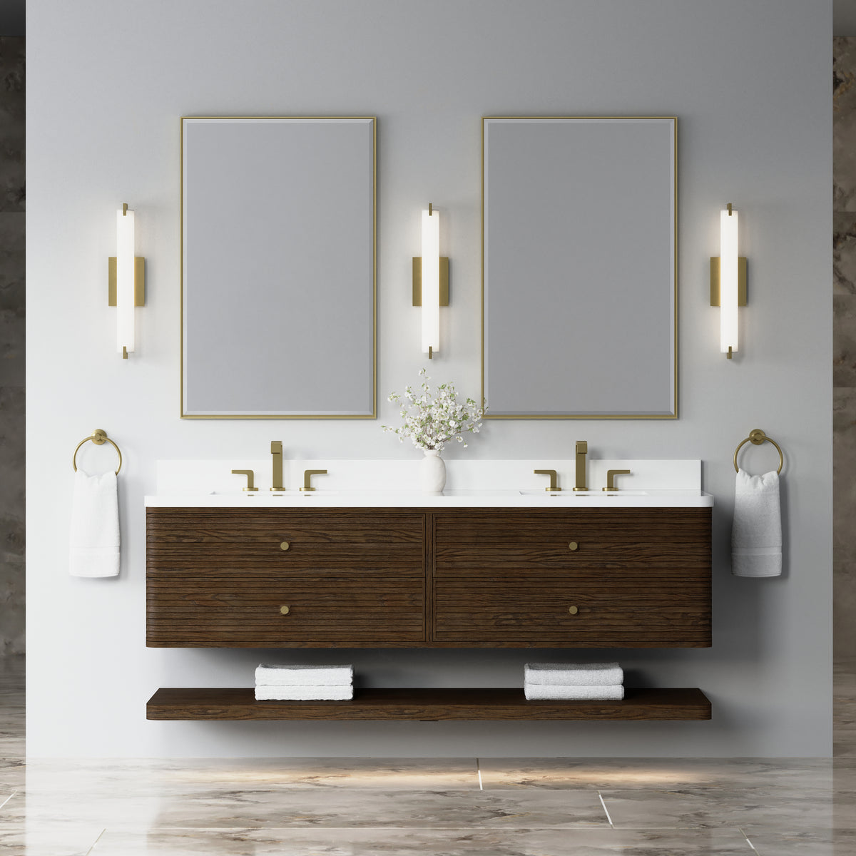James Martin Vanities Allamari 72" Sable Double Vanity With 3 CM White Zeus Silestone Top