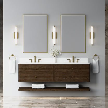 James Martin Vanities Allamari 72" Sable Double Vanity With 3 CM White Zeus Silestone Top