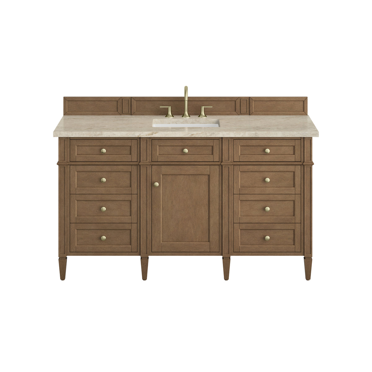 James Martin Vanities Brittany 60" Pecan Single Vanity With 3 CM Tajnar Eclos Top