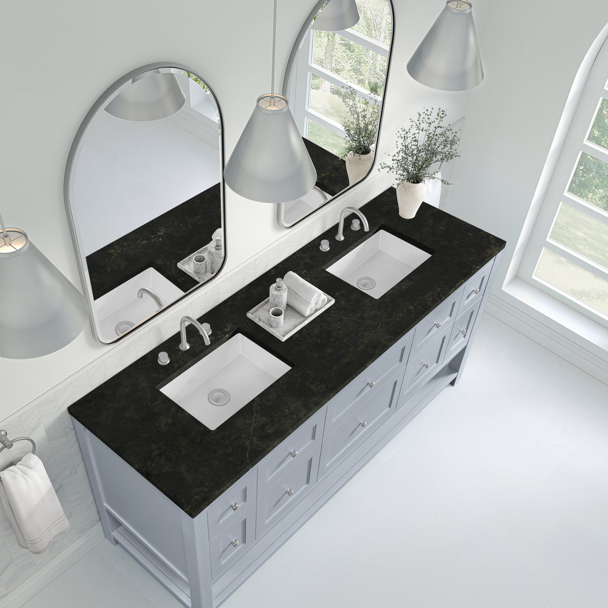 James Martin Vanities Breckenridge 72" Serenity Blue Double Vanity With 3cm Phantome Eclos Top