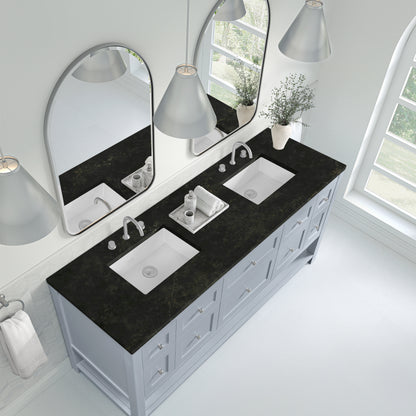 James Martin Vanities Breckenridge 72" Serenity Blue Double Vanity With 3cm Phantome Eclos Top