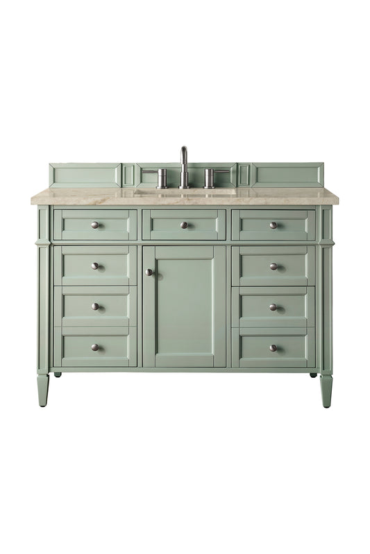James Martin Vanities Brittany 48" Sage Green Single Vanity With 3 CM Tajnar Eclos Top