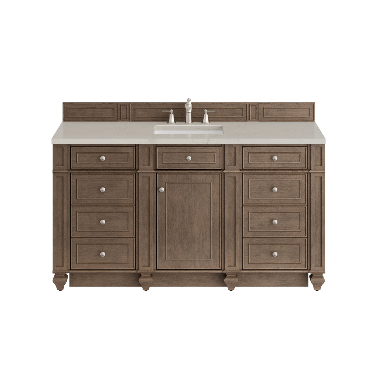 James Martin Vanities Bristol 60" Whitewashed Walnut Single Vanity With 3 CM Siberian Silestone Top