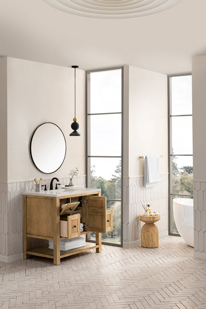 James Martin Vanities Breckenridge 36" Light Natural Oak Single Vanity With 3cm Siberian Silestone Top