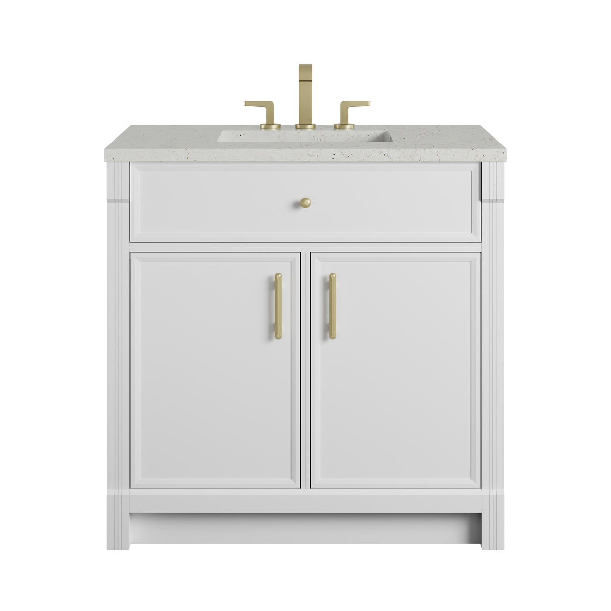 James Martin Vanities Bellshire 36" Bright White Single Vanity With 3 CM Lime Delight Silestone Top