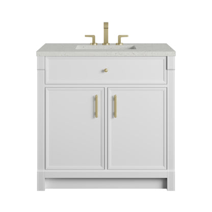 James Martin Vanities Bellshire 36" Bright White Single Vanity With 3 CM Lime Delight Silestone Top