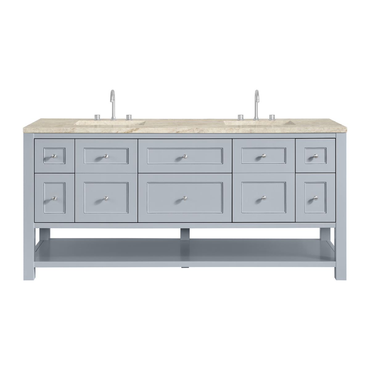 James Martin Vanities Breckenridge 72" Serenity Blue Double Vanity With 3cm Tajnar Eclos Top and FreePower Wireless Charger