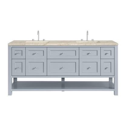 James Martin Vanities Breckenridge 72" Serenity Blue Double Vanity With 3cm Tajnar Eclos Top and FreePower Wireless Charger