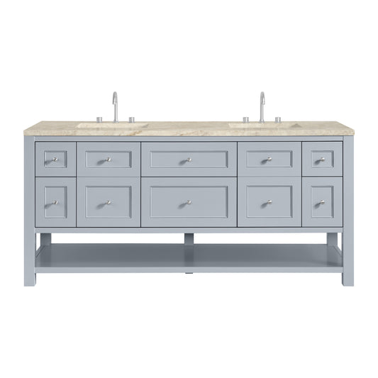 James Martin Vanities Breckenridge 72" Serenity Blue Double Vanity With 3cm Tajnar Eclos Top and FreePower Wireless Charger