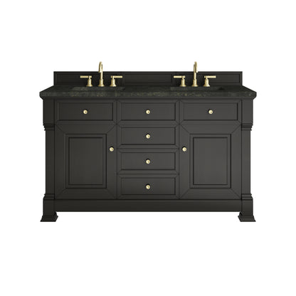 James Martin Vanities Brookfield 60" Black Onyx Double Vanity With 3 CM Phantome Eclos Top