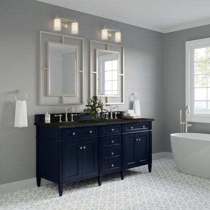James Martin Vanities Brittany 72" Victory Blue Double Vanity With 3 CM Phantome Eclos Top
