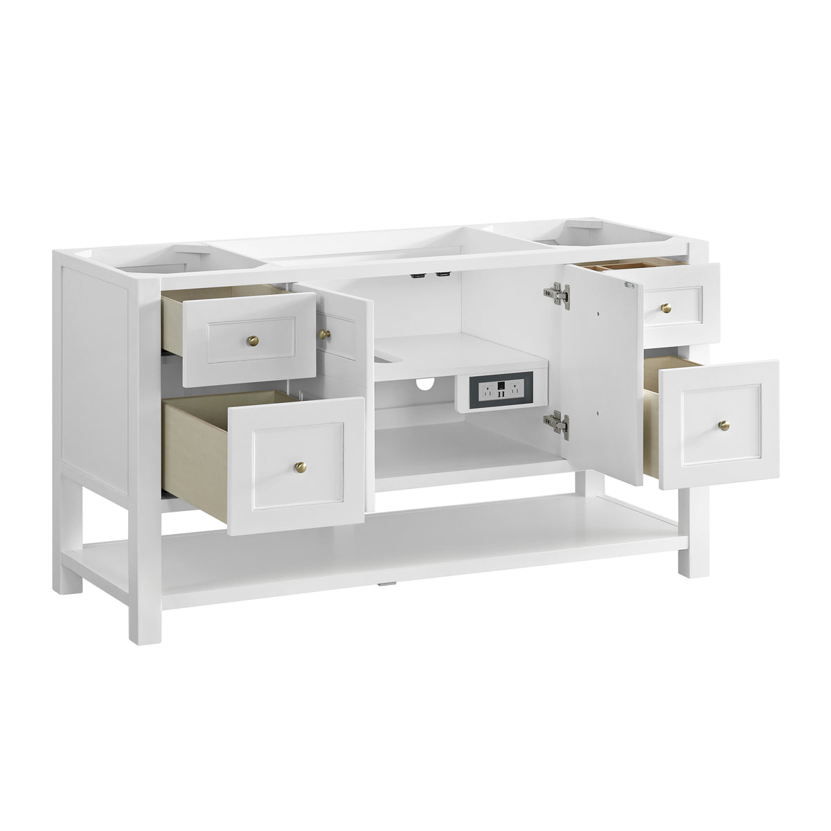 James Martin Vanities Breckenridge 60" Bright White Single Vanity With 3cm Siberian Silestone Top and FreePower Wireless Charger