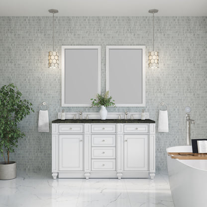 James Martin Vanities Bristol 60" Bright White Double Vanity With 3 CM Phantome Eclos Top