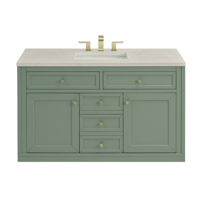 James Martin Vanities Chicago 48" Smokey Celadon Single Vanity With 3 CM Siberian Silestone Top