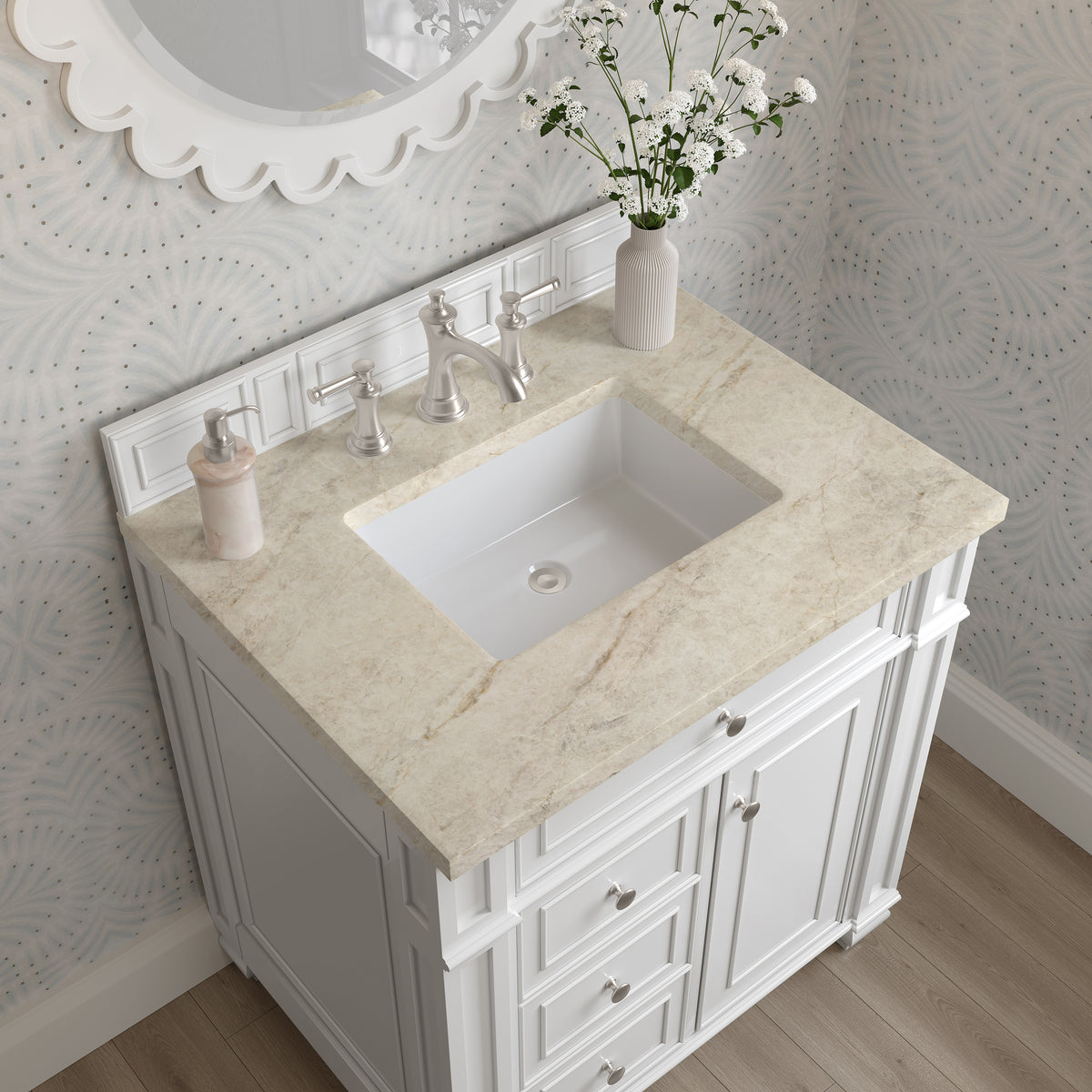 James Martin Vanities Bristol 30" Bright White Single Vanity With 3 CM Tajnar Eclos Top