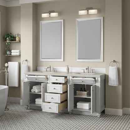 James Martin Vanities Bristol 72" Bright White Double Vanity With 3 CM Siberian Silestone Top