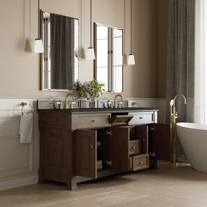 James Martin Vanities Brookfield 72" Pecan Double Vanity With 3 CM Phantome Eclos Top
