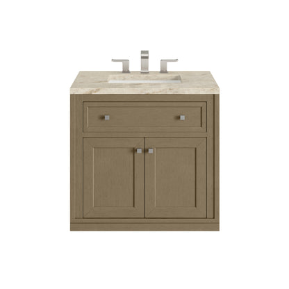 James Martin Vanities Chicago 30" Walnut Whisper Single Vanity With 3 CM Tajnar Eclos Top