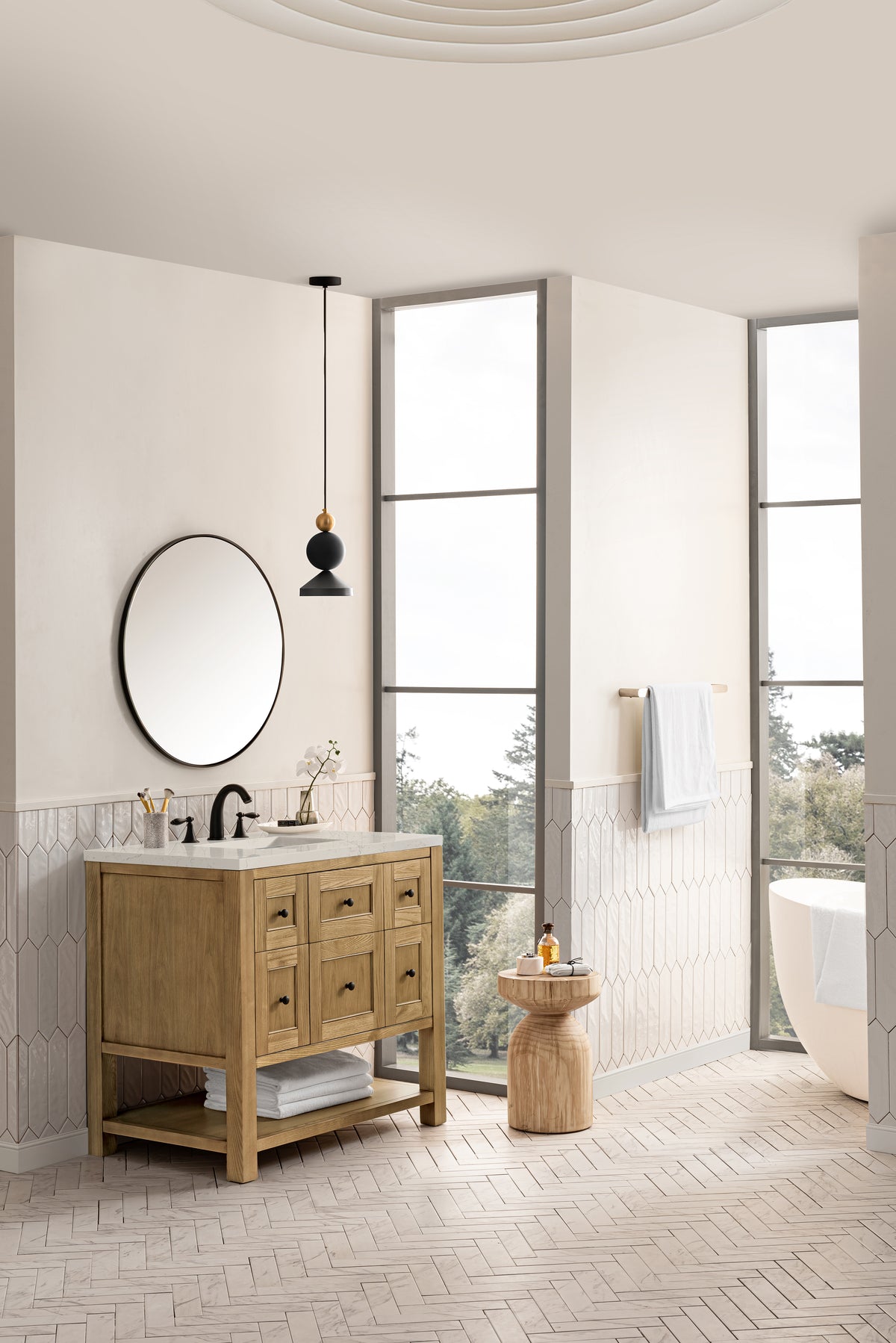 James Martin Vanities Breckenridge 36" Light Natural Oak Single Vanity With 3cm Siberian Silestone Top