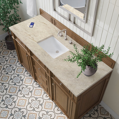 James Martin Vanities Bristol 60" Saddle Brown Single Vanity With 3 CM Tajnar Eclos Top and FreePower Wireless Charger