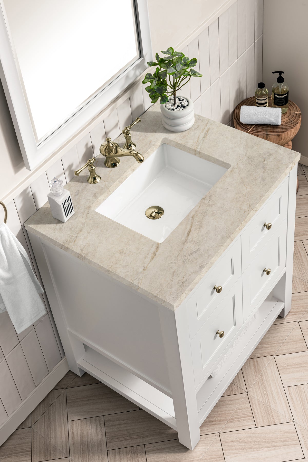 James Martin Vanities Breckenridge 30" Bright White Single Vanity With 3cm Tajnar Eclos Top