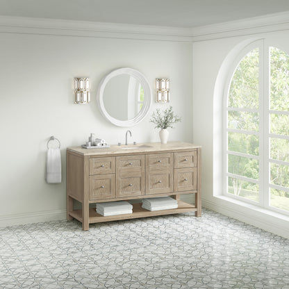 James Martin Vanities Breckenridge 60" Whitewashed Oak Single Vanity With 3cm Tajnar Eclos Top