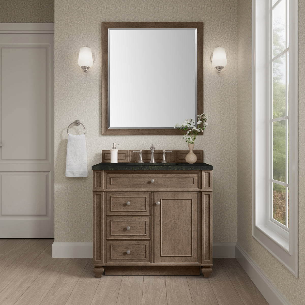 James Martin Vanities Bristol 36" Whitewashed Walnut Single Vanity With 3 CM Phantome Eclos Top