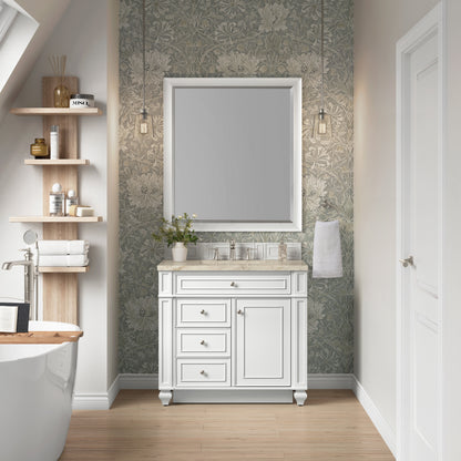 James Martin Vanities Bristol 36" Bright White Single Vanity With 3 CM Tajnar Eclos Top