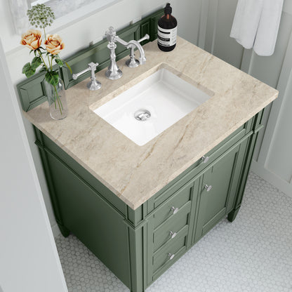 James Martin Vanities Brittany 30" Black Onyx Single Vanity With 3 CM Tajnar Eclos Top