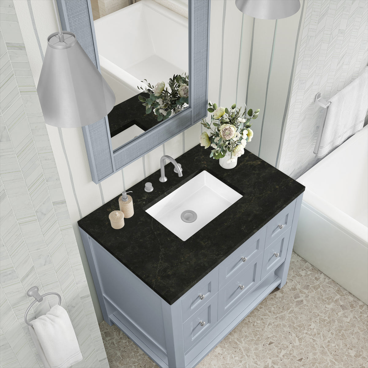 James Martin Vanities Breckenridge 36" Serenity Blue Single Vanity With 3cm Phantome Eclos Top