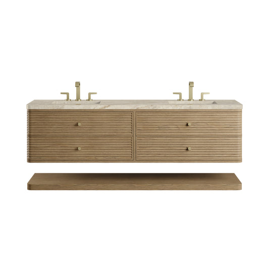 James Martin Vanities Allamari 72" Dune Mist Double Vanity With 3 CM Tajnar Eclos Top
