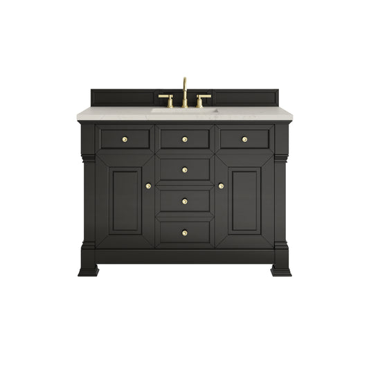 James Martin Vanities Brookfield 48" Black Onyx Single Vanity With 3 CM Siberian Silestone Top