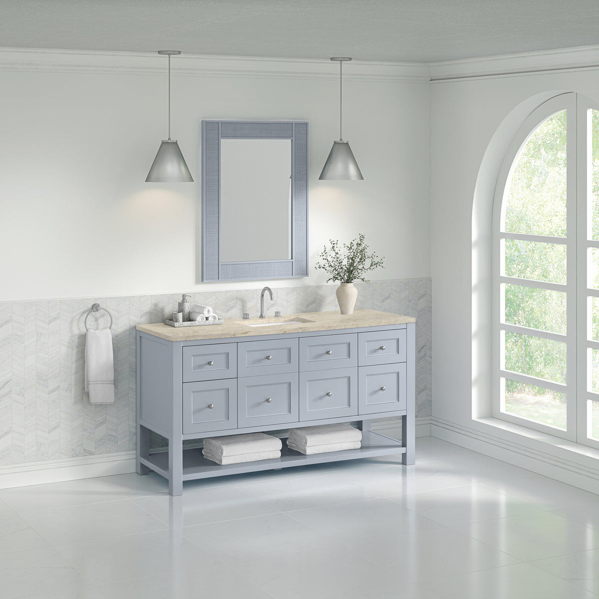 James Martin Vanities Breckenridge 60" Serenity Blue Single Vanity With 3cm Tajnar Eclos Top
