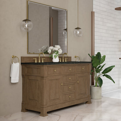 James Martin Vanities Brookfield 60" Pecan Double Vanity With 3 CM Phantome Eclos Top