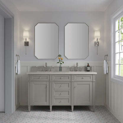James Martin Vanities Brittany 60" Urban Gray Double Vanity With 3 CM Siberian Silestone Top