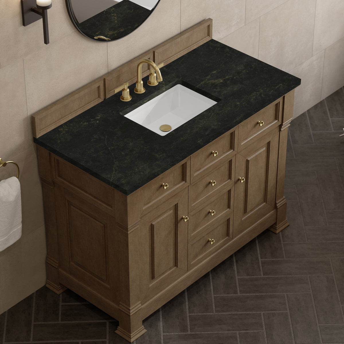 James Martin Vanities Brookfield 48" Pecan Single Vanity With 3 CM Phantome Eclos Top