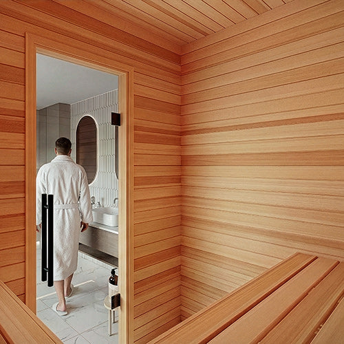 PROSAUNAS Cedar 1/2" x 4" x 1' Natural Cedar Wood Vertical Grain, Tongue & Groove, V-Joint 2 Edges Sauna Wall Panelling