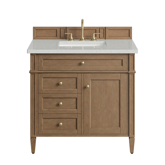 James Martin Vanities Brittany 36" Pecan Single Vanity With 3 CM Lime Delight Silestone Top