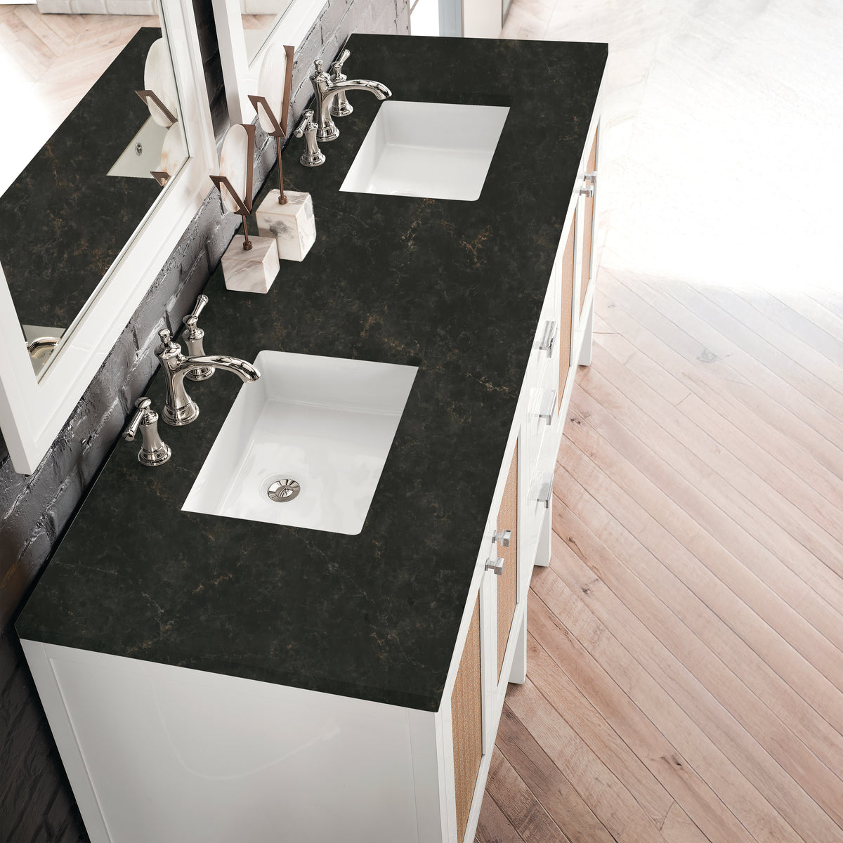 James Martin Vanities Addison 72" Glossy White Double Vanity With 3 CM Phantome Eclos Top