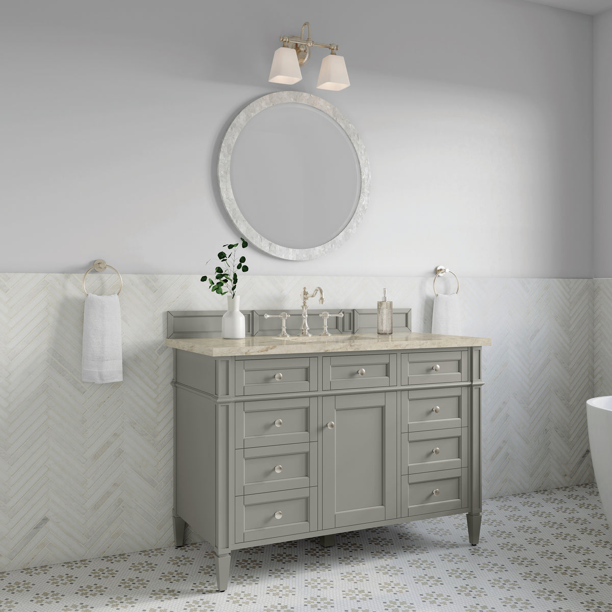 James Martin Vanities Brittany 48" Urban Gray Single Vanity With 3 CM Tajnar Eclos Top