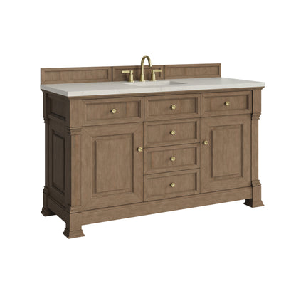 James Martin Vanities Brookfield 60" Pecan Single Vanity With 3 CM Siberian Silestone Top