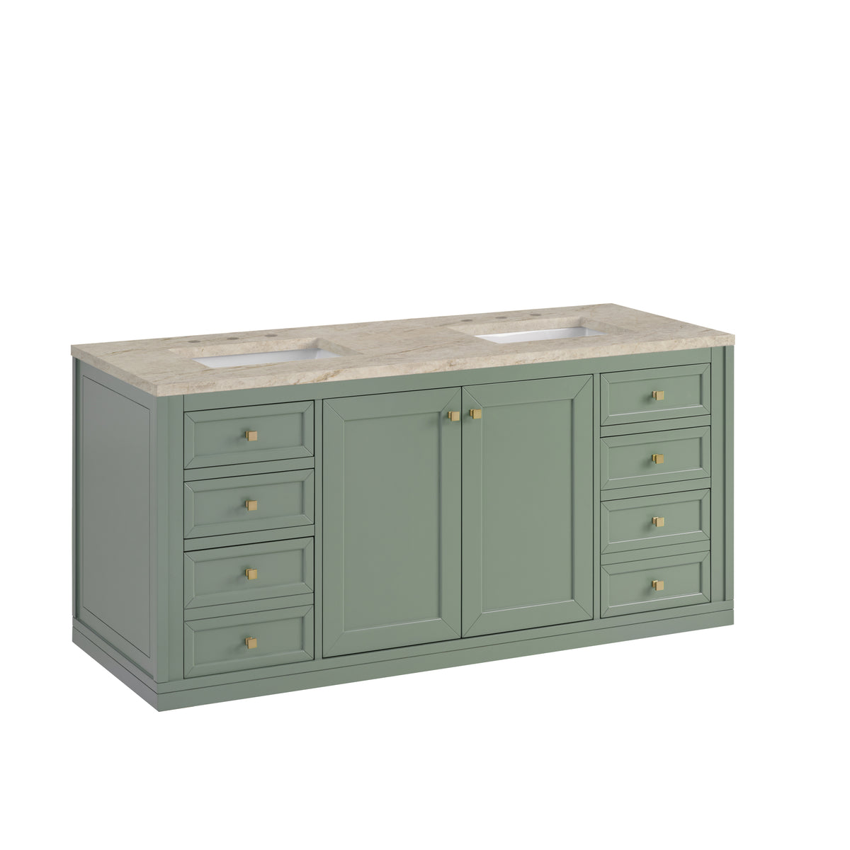 James Martin Vanities Chicago 60" Smokey Celadon Double Vanity With 3 CM Tajnar Eclos Top