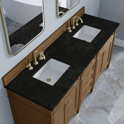James Martin Vanities Brittany 72" Pecan Double Vanity With 3 CM Phantome Eclos Top