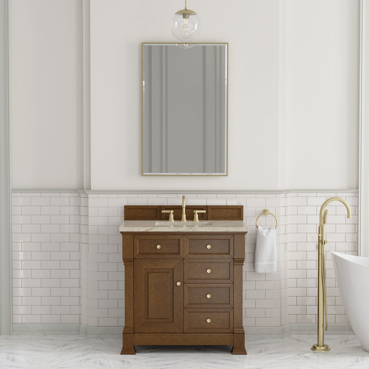 James Martin Vanities Brookfield 36" Honey Oak Single Vanity With 3 CM Tajnar Eclos Top