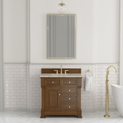James Martin Vanities Brookfield 36" Honey Oak Single Vanity With 3 CM Tajnar Eclos Top
