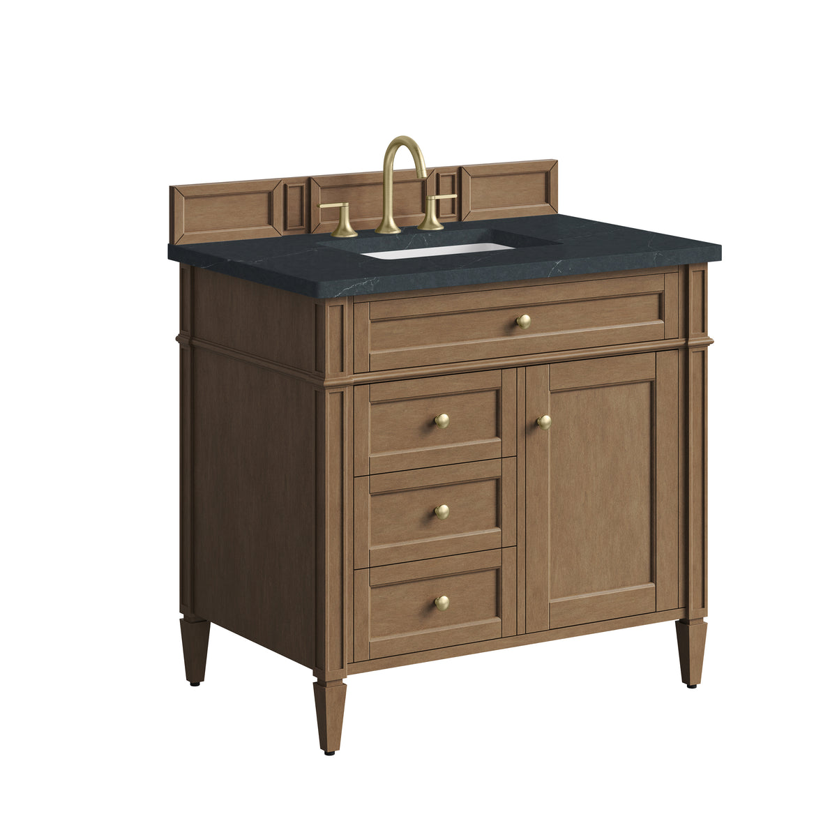 James Martin Vanities Brittany 36" Pecan Single Vanity With 3 CM Charcoal Soapstone Silestone Top