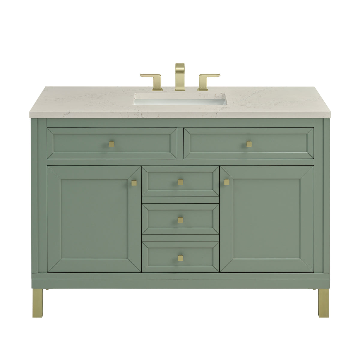 James Martin Vanities Chicago 48" Smokey Celadon Single Vanity With 3 CM Siberian Silestone Top